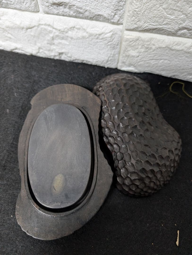 唐木 落花生形 蓋付 中国硯 在銘 文房具 古美術 書道 - メルカリ