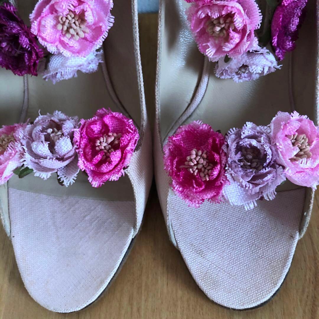 MANOLO BLAHNIK マノロブラニク ピンク 薔薇 37 ヴィンテージ