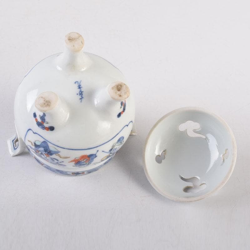 陶芸家 森野嘉光作 染錦 七福神図 双耳香炉 共箱 V 8506 - メルカリ