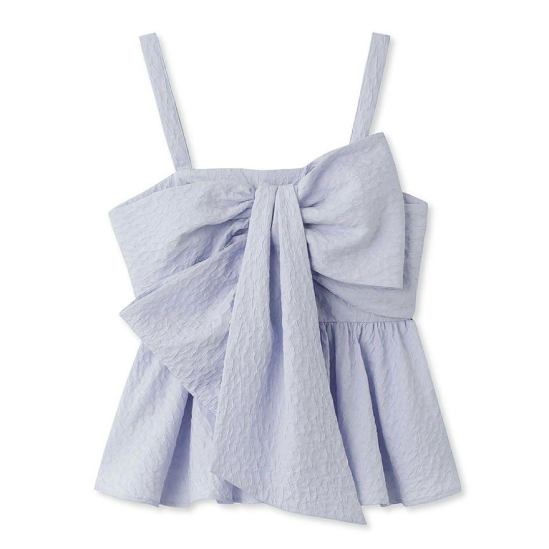 FRAY I.D ペプラムリボントップス ブルー FRAY I.D（フレイアイディー）の「ペプラムリボントップス