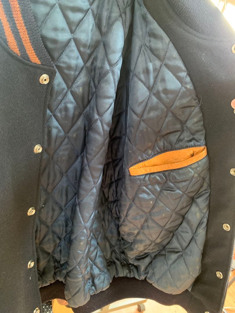 BROOKS BROTHERS スタジャン M ネイビー/ブラウン - メルカリ