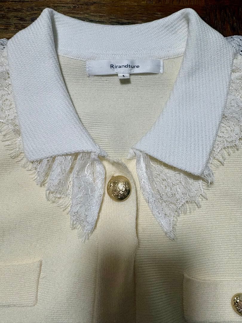 美品】 Rirandture レースカラーミニニットワンピース - メルカリ