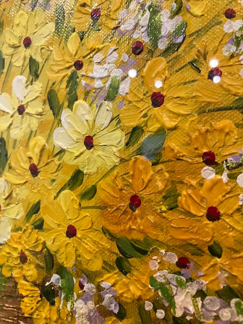 額装油絵 「黄色い小花」 木村咲 価格応談