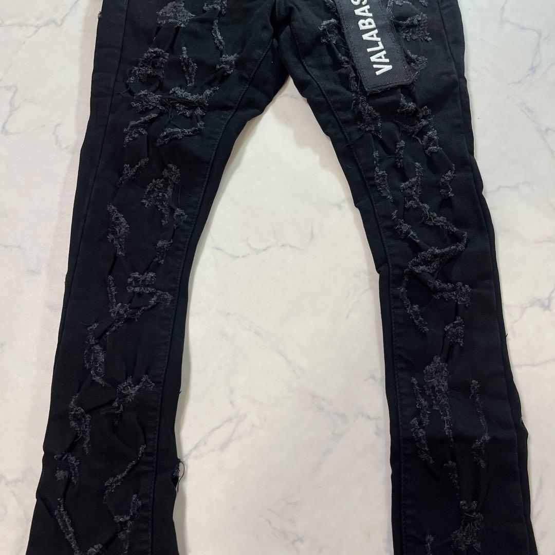 valabasas バラバサス ハードクラッシュスキニーフレアデニム 黒 29