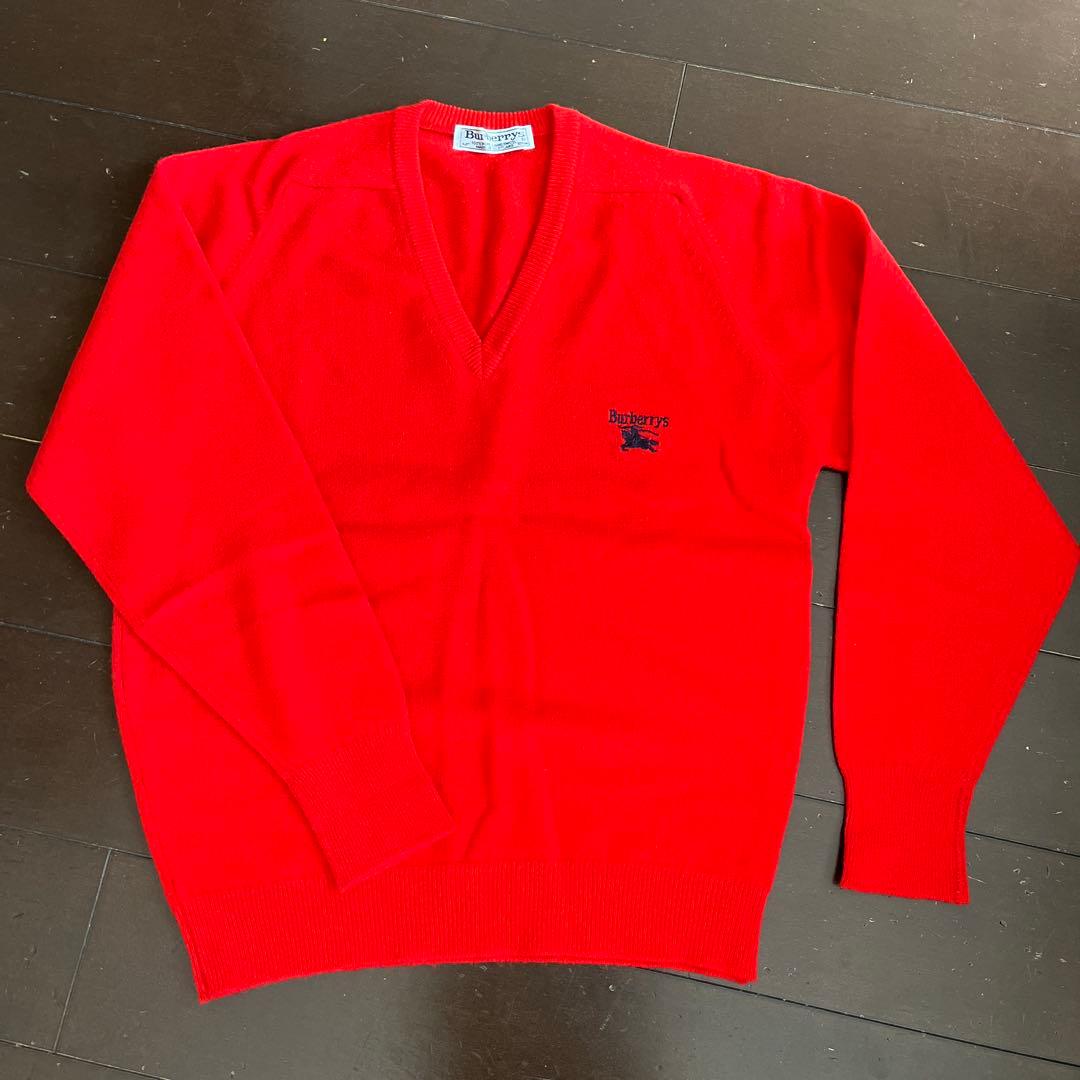 Burberrys 赤 ラムズウール ニットセーター 42 BURBERRY（バーバリー） BURBERRY's ニット SIZE:42 80~90年代