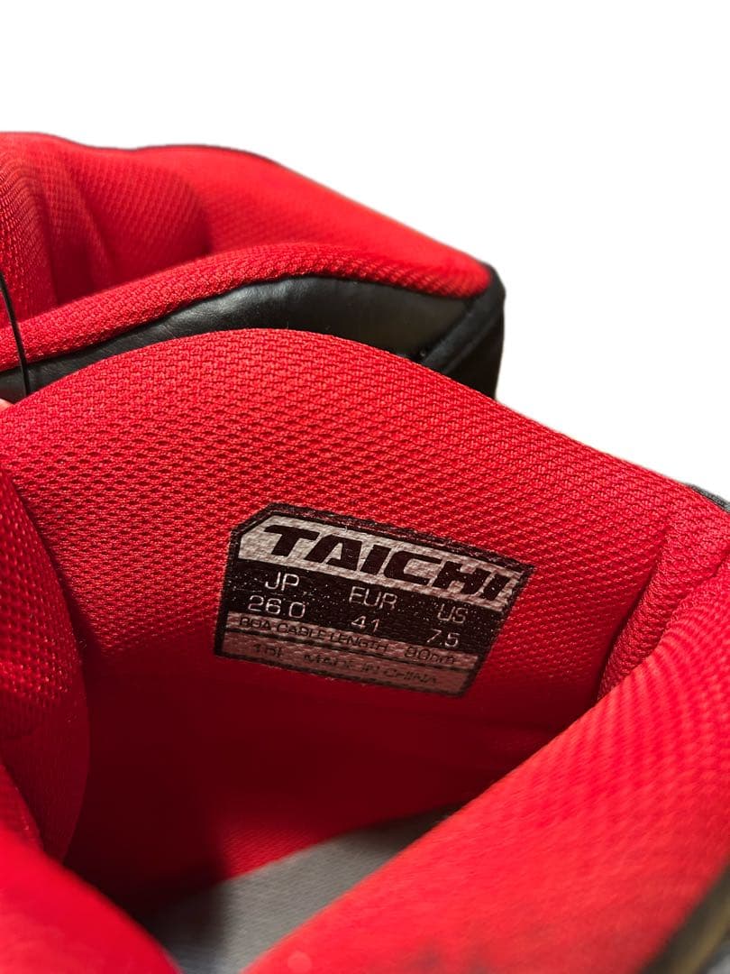TAICHI バイク用靴 ブラック/レッド ライディングシューズ 26cm TAICHI