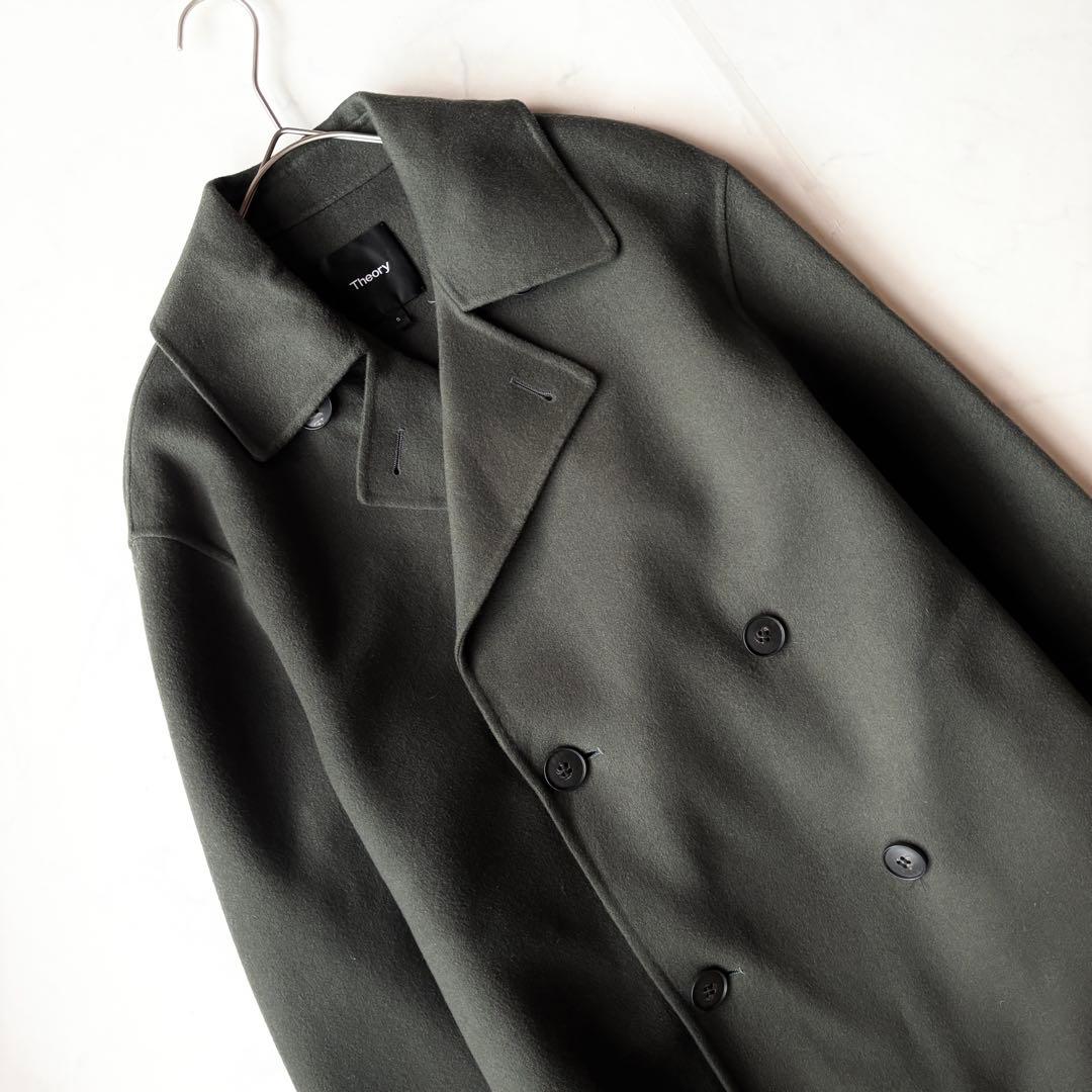 極美品✨セオリー ダブルブレストPコート カシミヤ混 ダブルフェイス