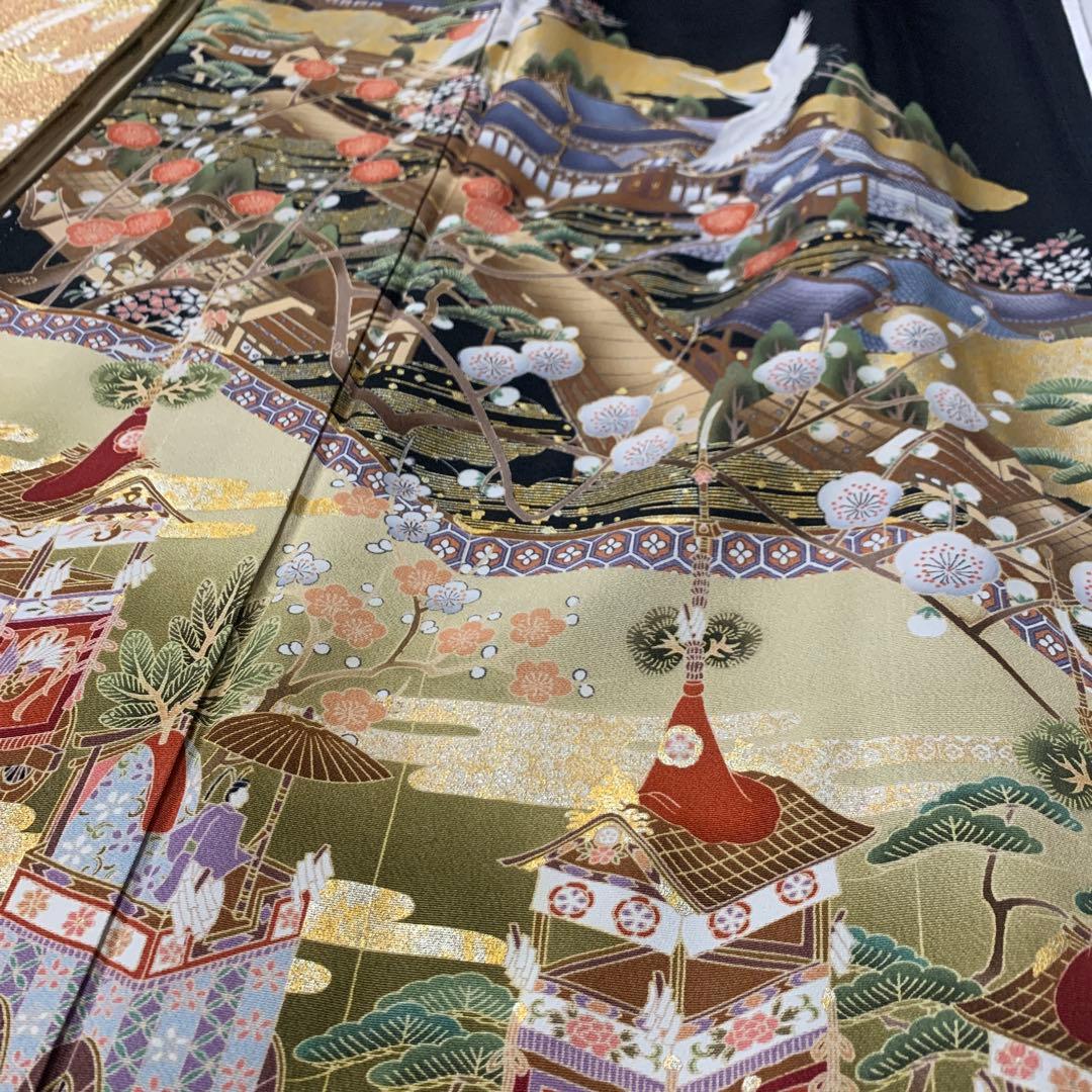 さち様専用 美品 正絹 黒留袖 五つ紋 金彩 舞鶴 6点セット - メルカリ