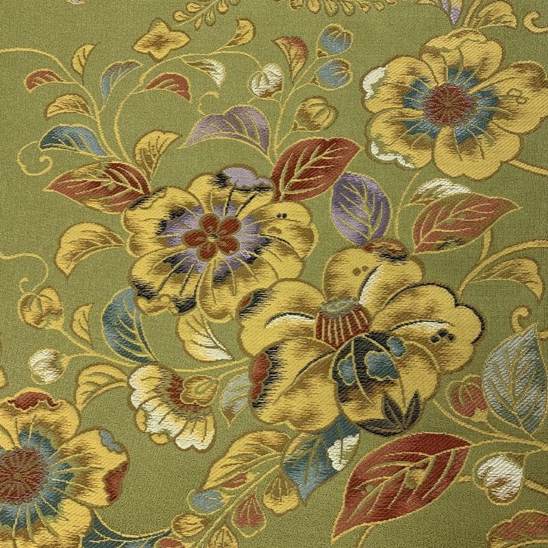 509my57◇辻が花 オリエンタルな色調 オリーブグリーン 六通 袋帯◇美