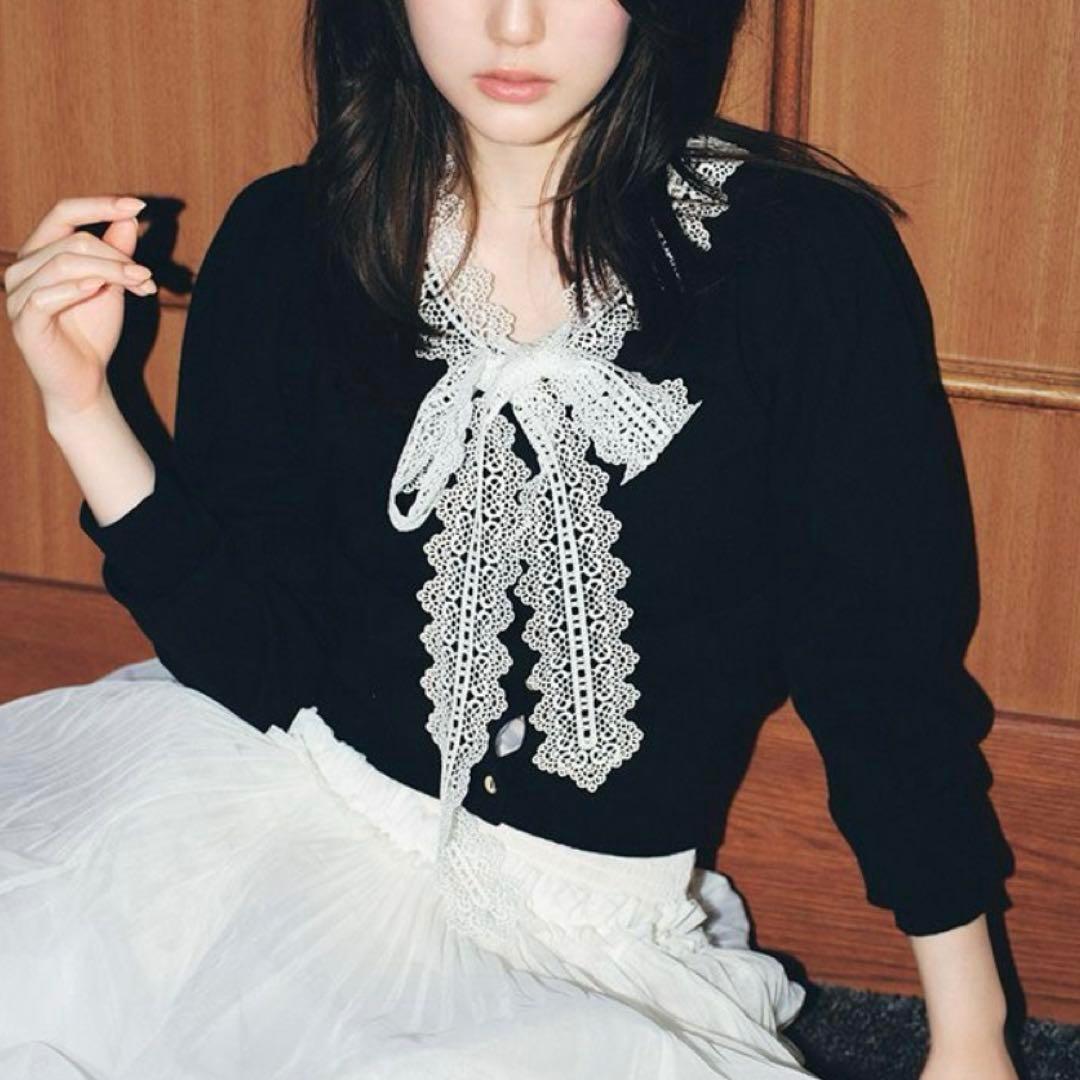 ま様専用】SNIDEL レースボウタイカーディガン - メルカリ