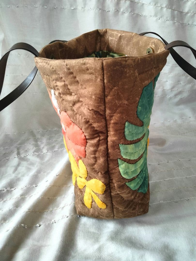 ☆279.ハワイアンキルト・バッグ・ハイビスカス＆ティアレ＆モンステラ