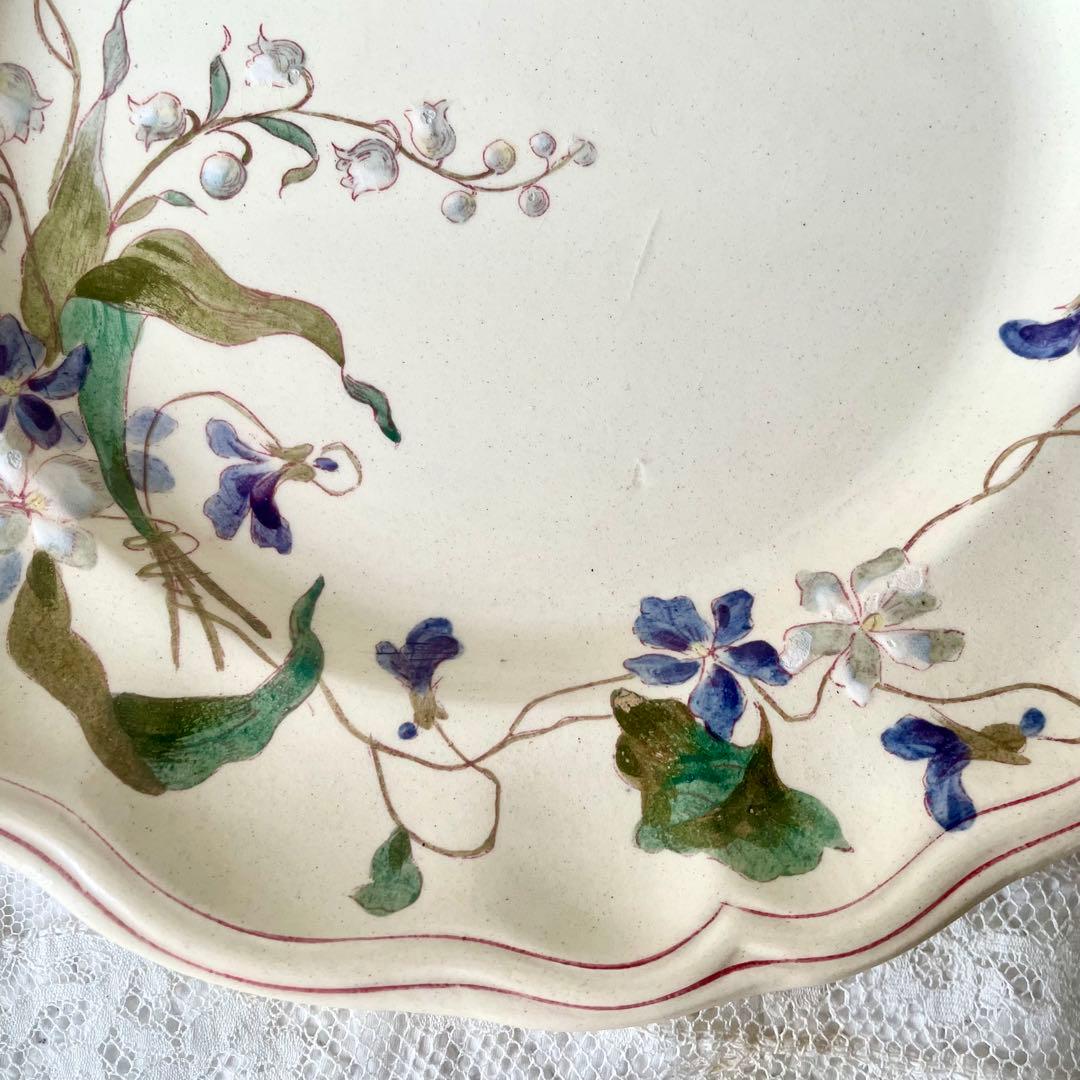 レア】ロンシャン すみれ&すずらんプレート①フランスアンティーク菫