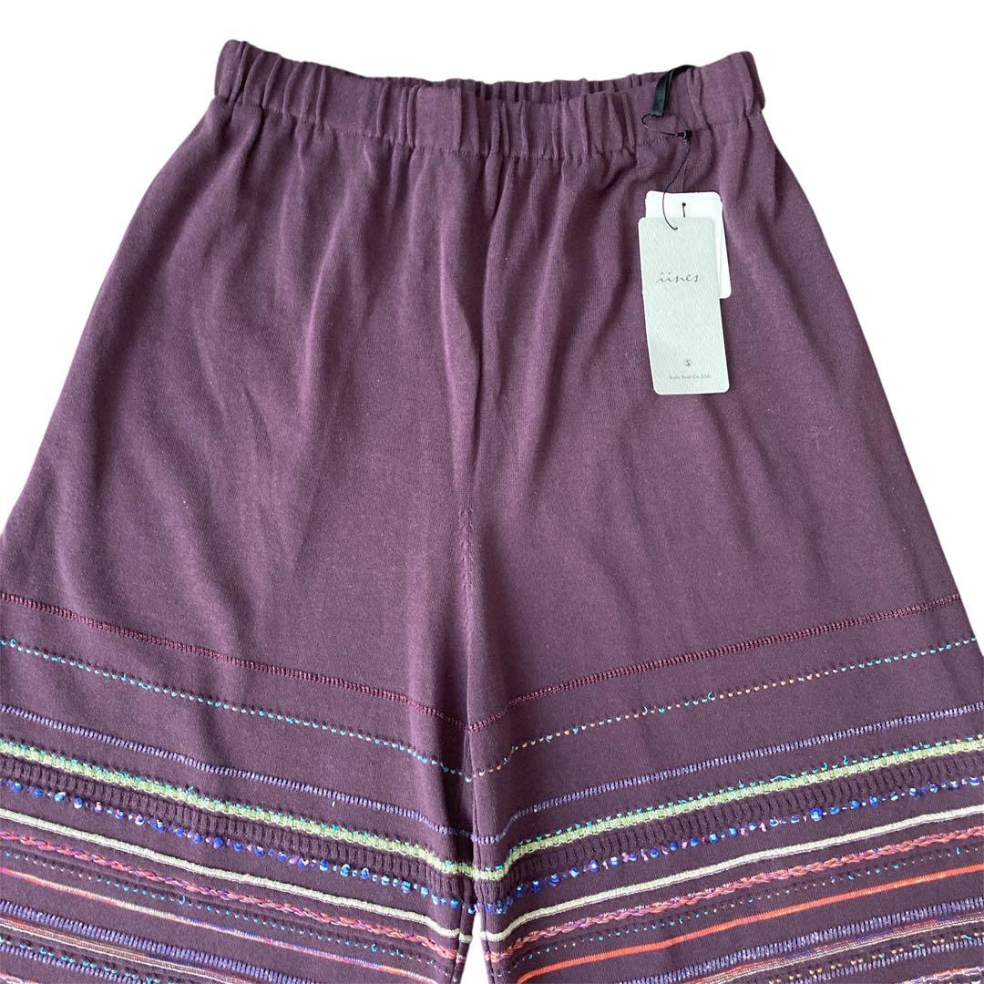 新品タグ付き iines ニットワイドパンツ 佐藤繊維 イイネス シルク混