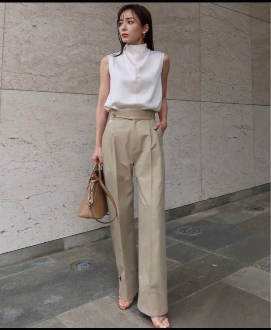 【IVORY】anuans /ベルトデザインチノパンツ アニュアンス anuans ベルトデザインチノパンツ （IVORY