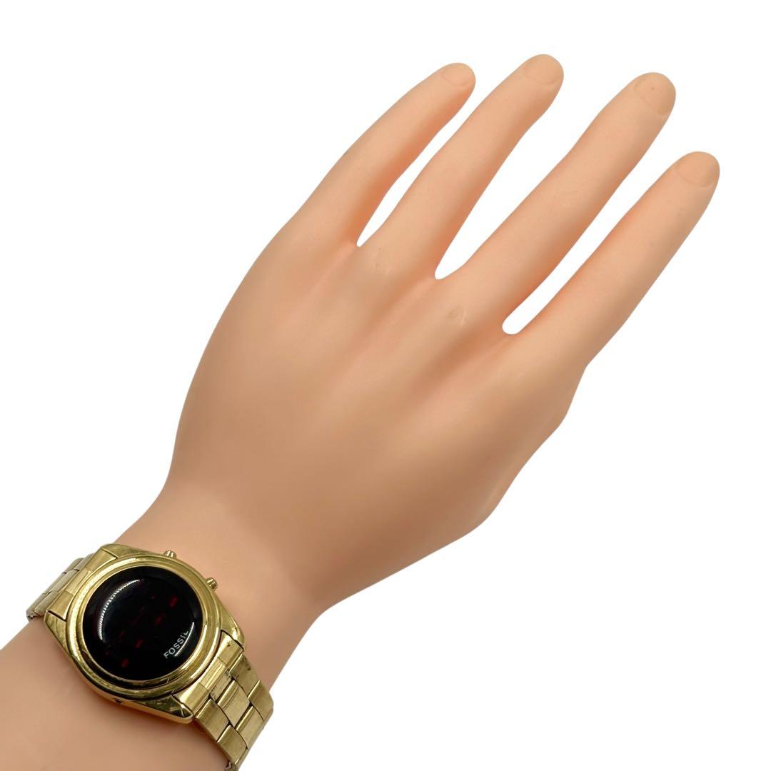 archive y2k 00s fossil watch LED gold