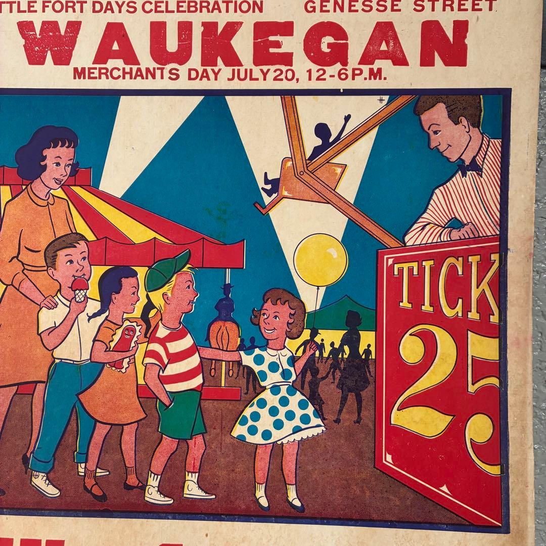 希少BIG！50s〜アメリカアンティーク SHOW実物サーカス広告ポスター