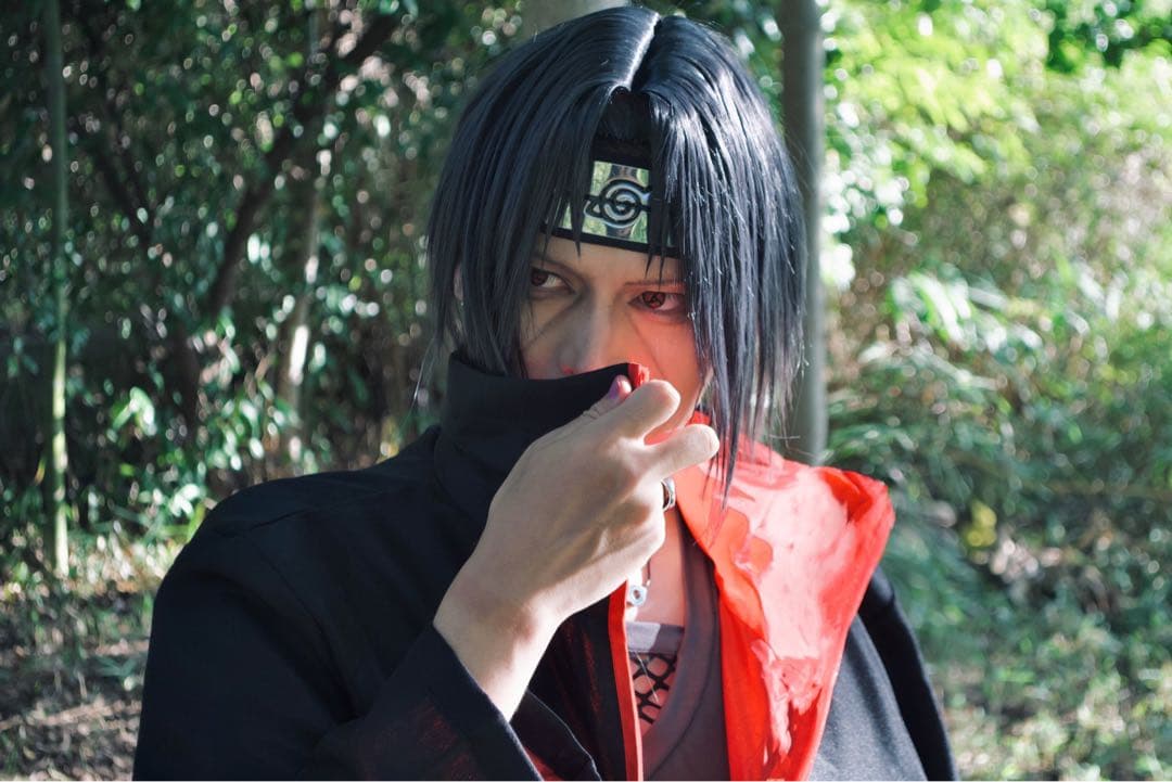 ウィッグ付き】NARUTO うちはイタチ 暁 コスプレ8点セット【洗濯消毒済