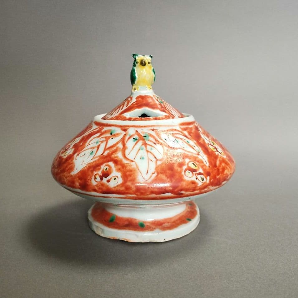 村田眞人(真人) 色絵木菟(みみずく)香炉 村田亀水