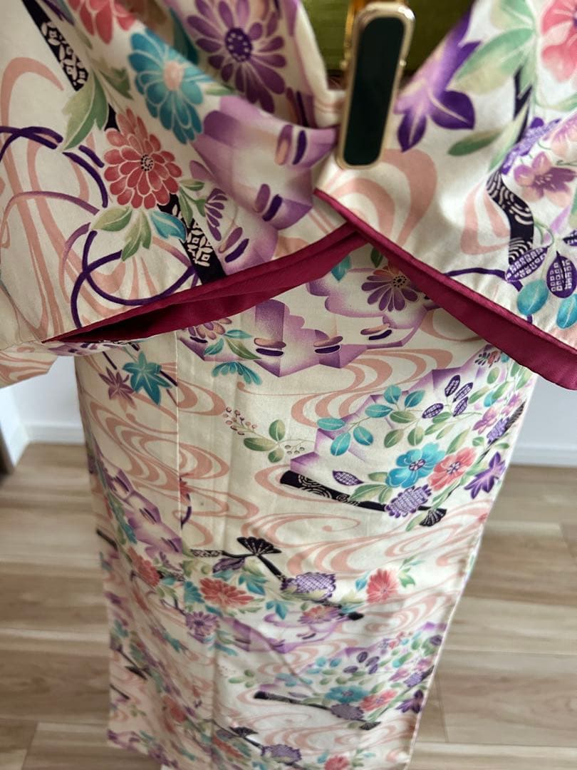 春色小紋】菊と流水扇柄／淡色系／裄66 - メルカリ
