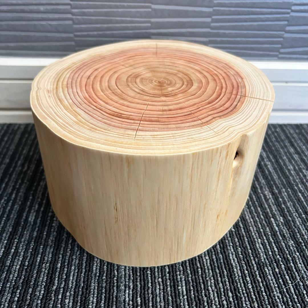 No.032【つるすべ極上】檜の丸太 ディスプレイ台 サイドテーブル