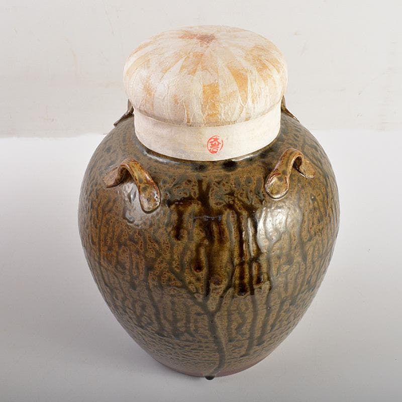 丹波焼 信水窯 飾壷 口覆・飾紐付 共箱 C 6592C - work.wisbato.com