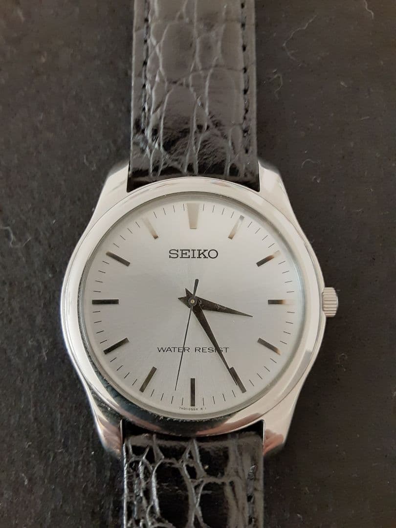 セイコー scxp031 natoベルトカスタム 銀文字盤 純正革黒ベルト付き