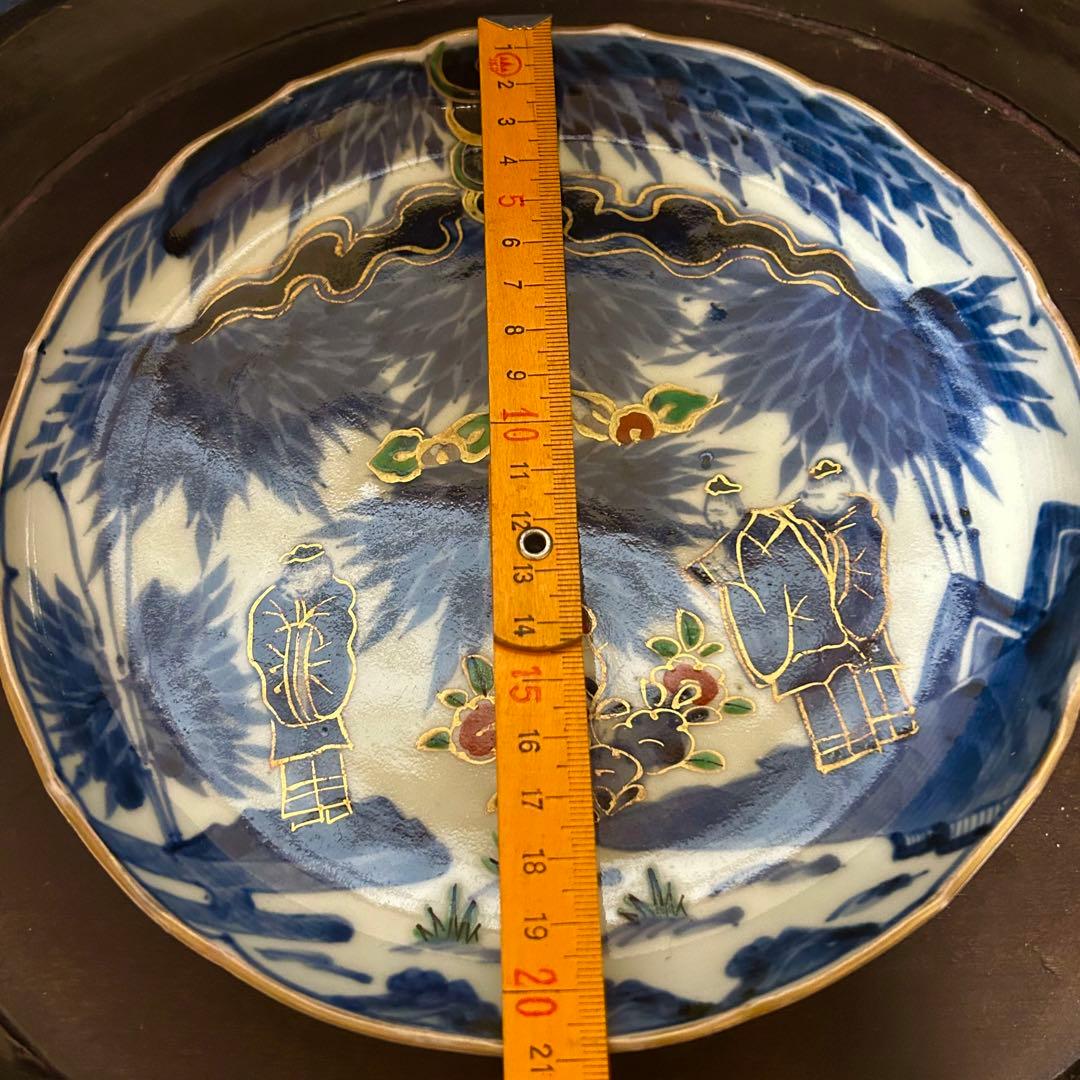 江戸期 古伊万里 染付金彩賢人図皿 無傷 本物保証 - メルカリ