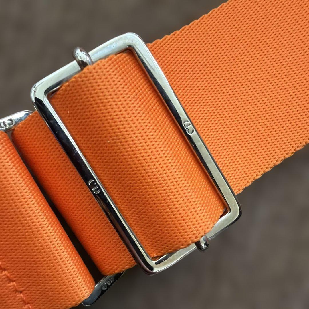 ディオールデニム サドルバッグ ショルダートロッター柄オレンジ Dior