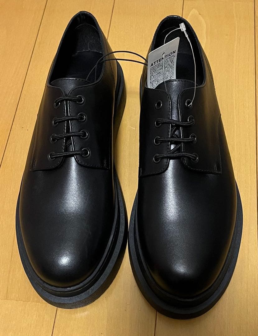 gu ジーユー レザーラウンドトゥシューズ+E 28cm 本革 リアルレザー