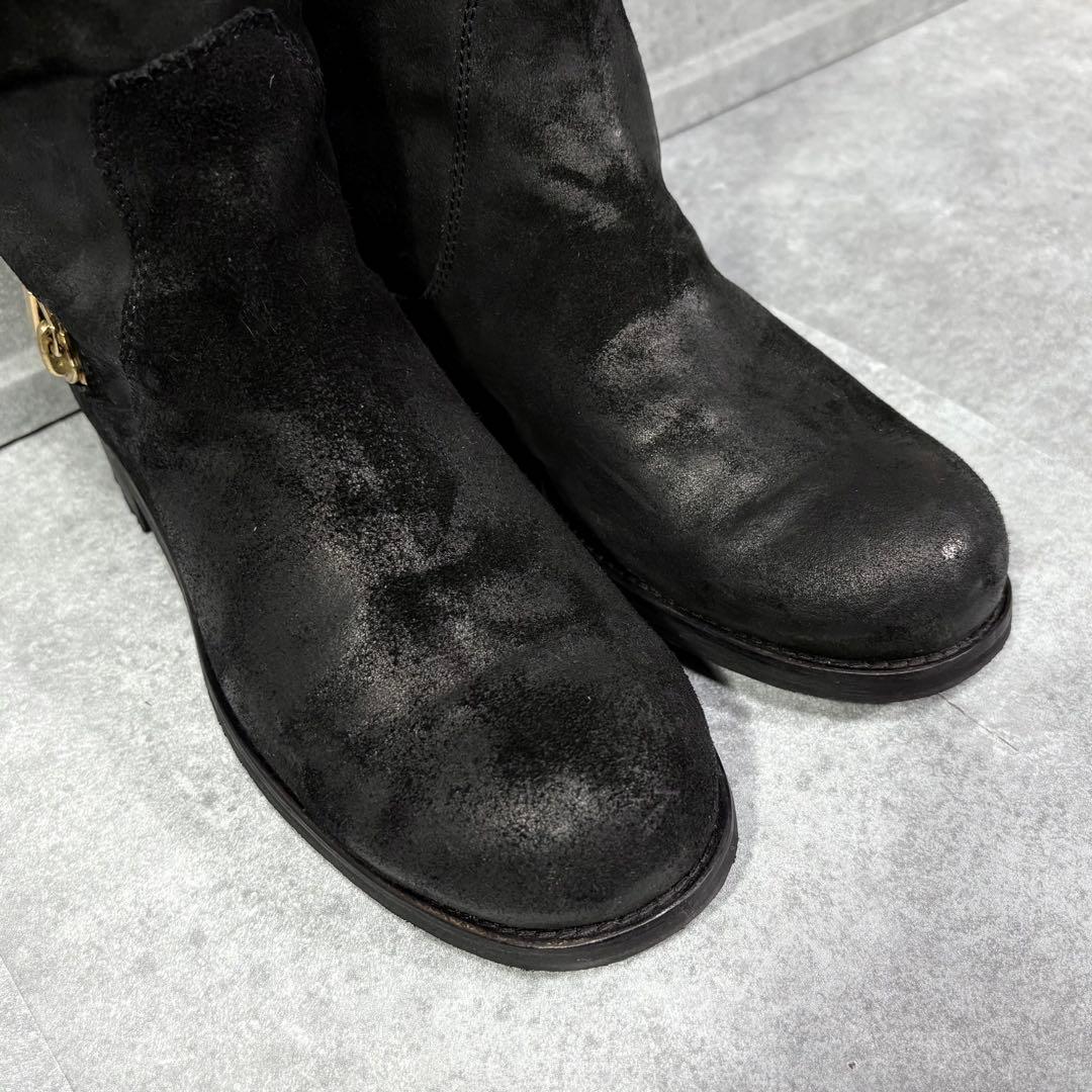 美品】ジミーチュウ ワックススエード サイドジッパー ロングブーツ