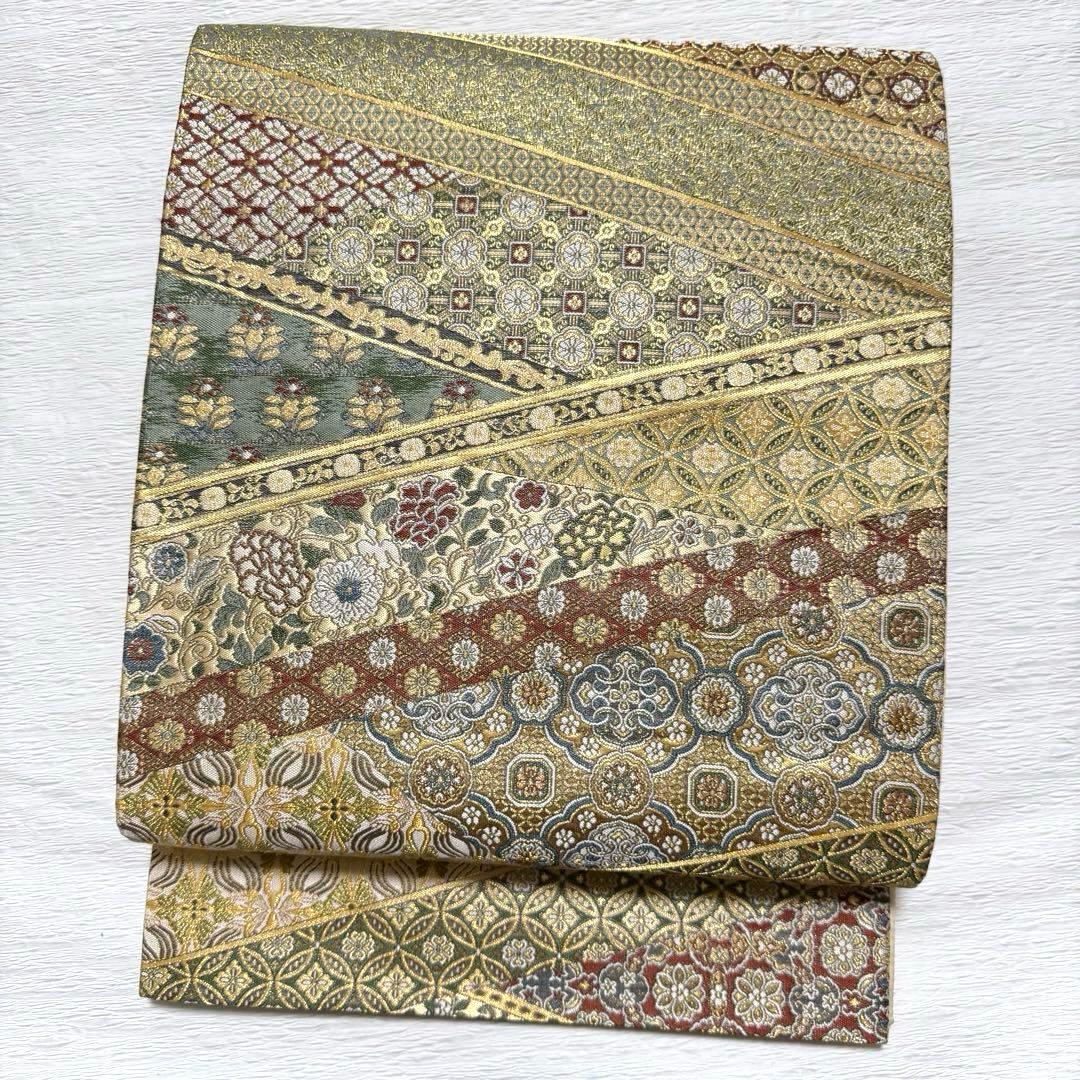 m-97 本金箔 2面 袋帯 正絹 京袋帯 正絹 引き箔 煌めく加工 上品 MA-3647 - メルカリ