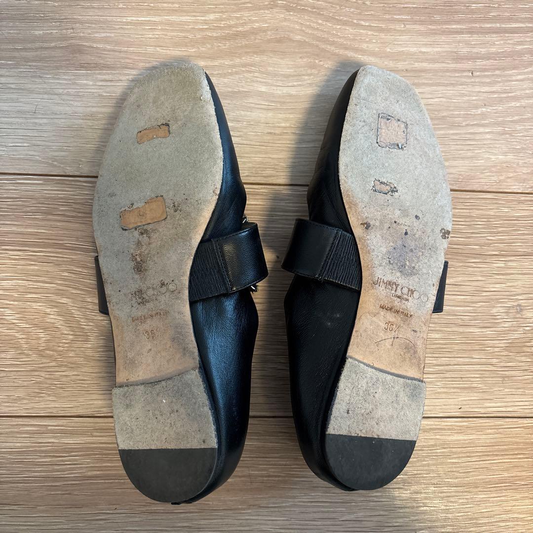 JIMMY CHOO ブラック フラットシューズ 36 1/2 - メルカリ