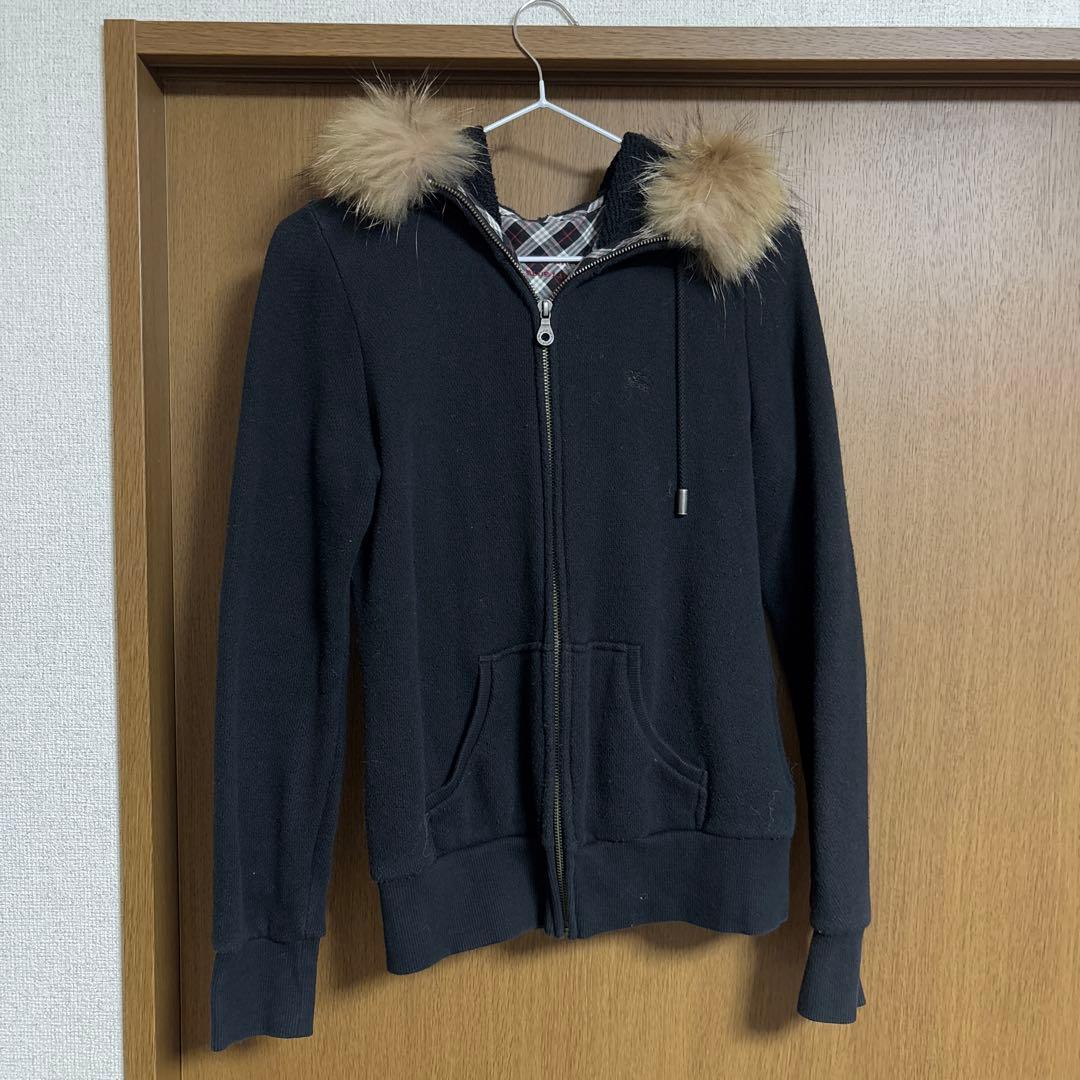 ファー パーカー 平成ギャル y2k バーバリー 黒アウトレット