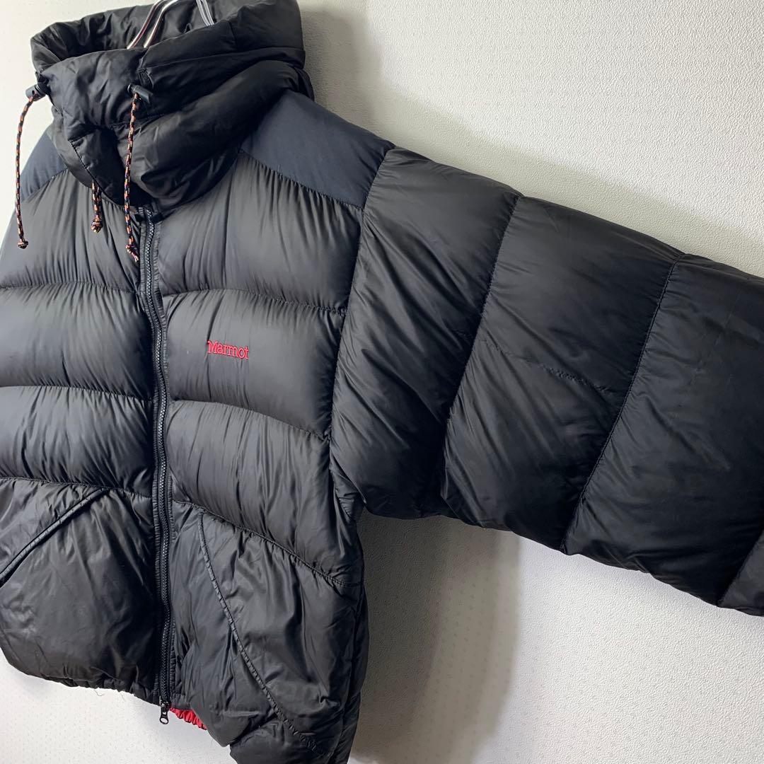 90s Marmot ダウンジャケット M パルバッド 肉厚 ブラック 刺繍ロゴ