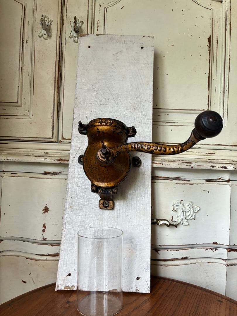 アンティーク 壁掛けコーヒーミル グラインダー 本体のみ 金色100年