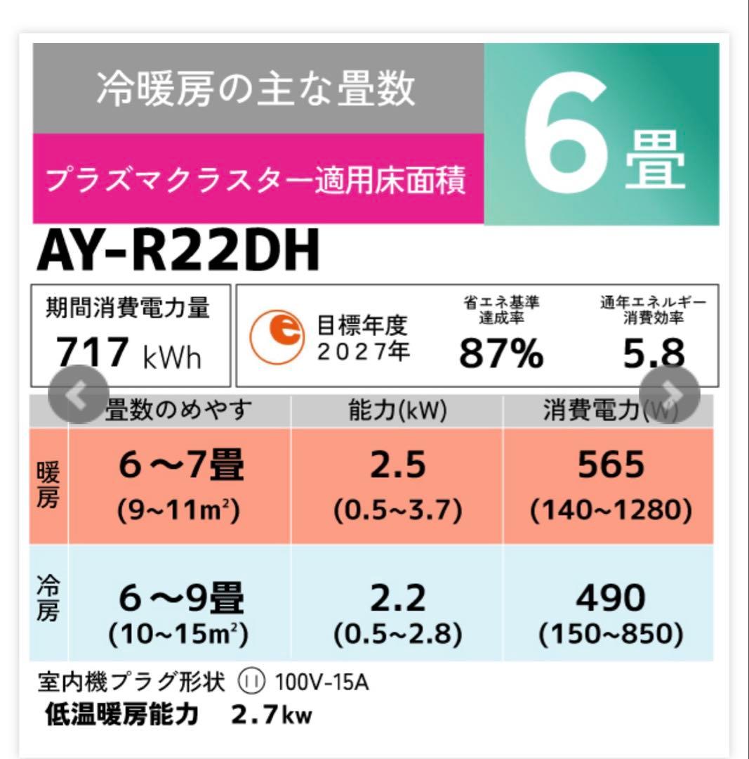 アウトレット】SHARP AY-R22DH 6畳用 【大阪限定⭐︎取付工事込