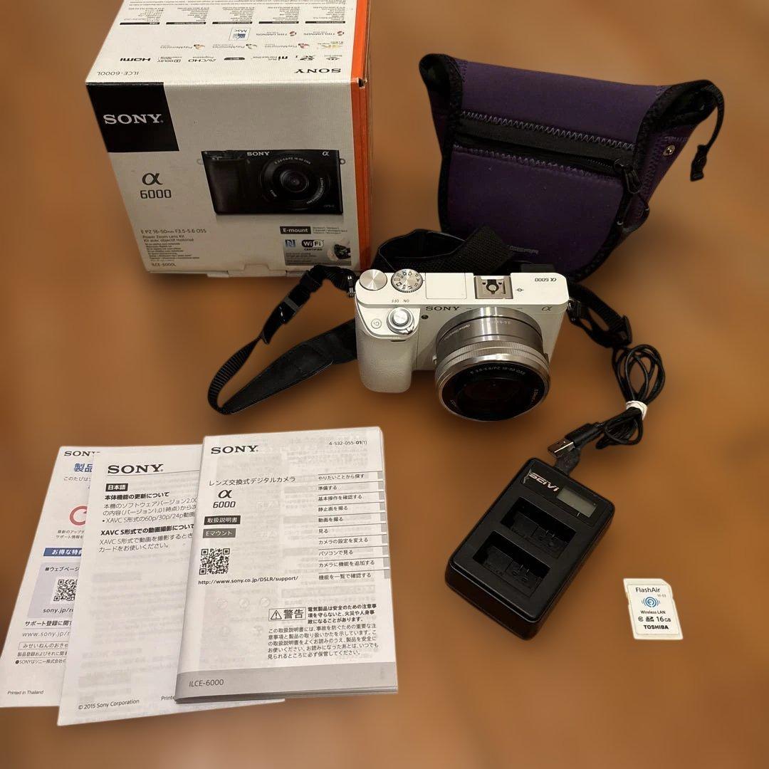 低ショット1800回】SONY α6000 標準レンズセット ホワイト おまけ