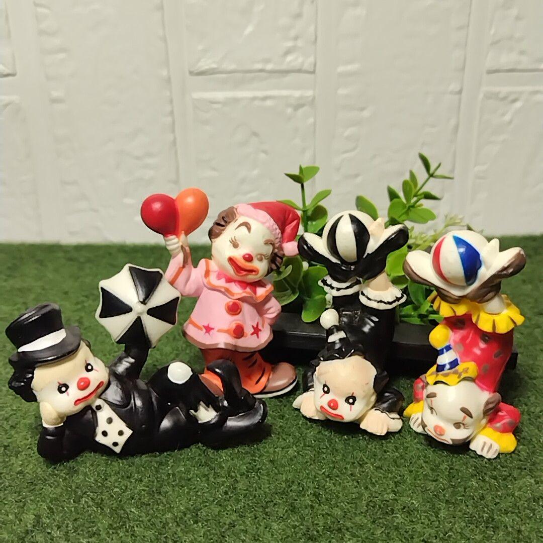 アンティーク ピエロ 道化師 4体 樹脂製 ブロー クラウン人形 置物