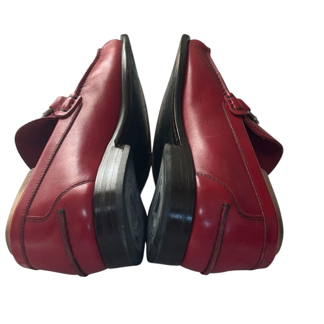 美品 希少カラーフェラガモ ガンチーニローファー レッド 25.5cm