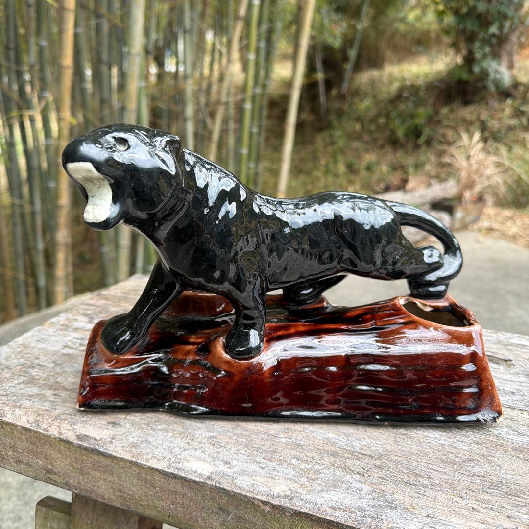 激レアブラックパンサー 陶器　置物　ミッドセンチュリー　ヴィンテージ50-60s Vintage ブラックパンサー 置物 陶器 50s 60s ミッドセンチュリー