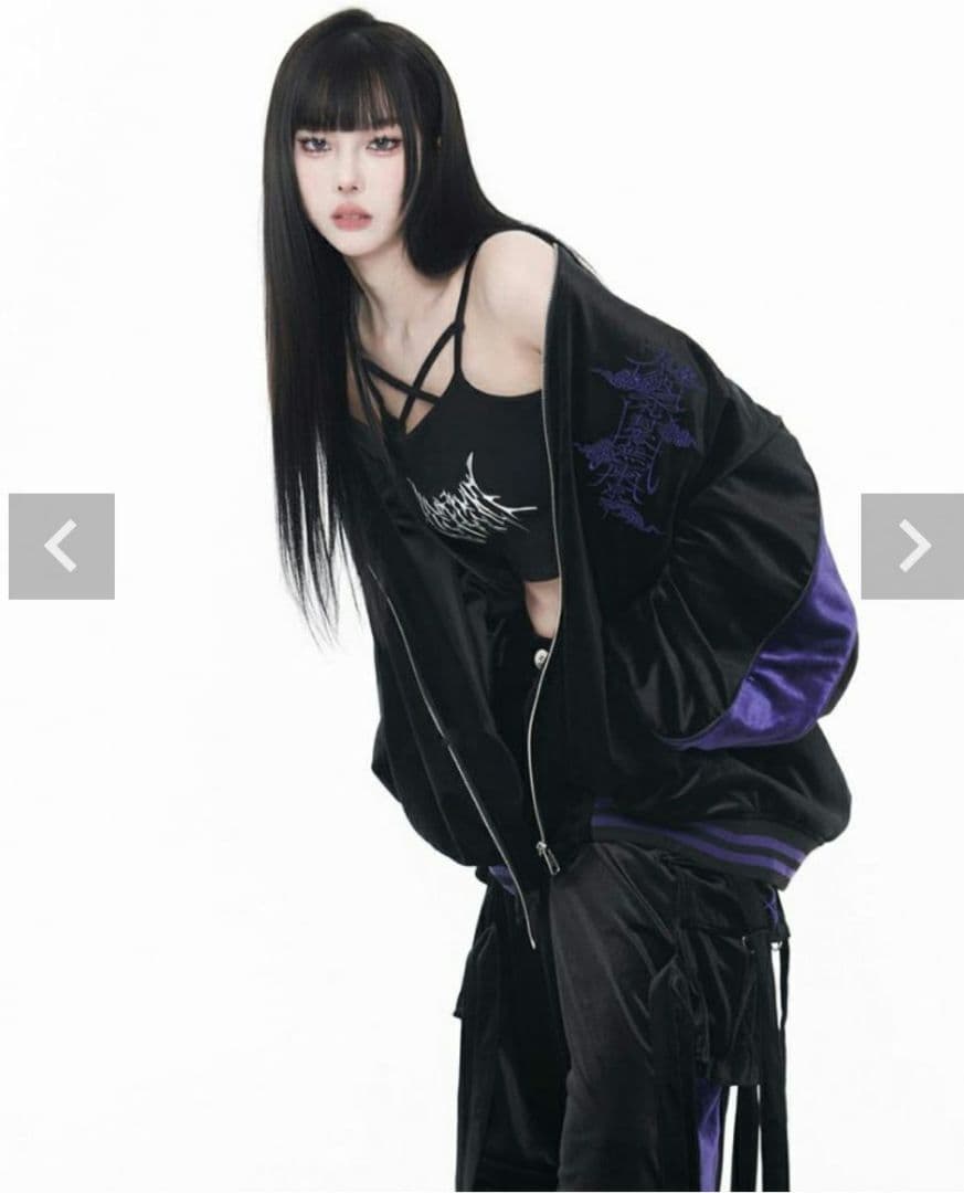 REFLEM レフレム』ベロア刺繍スカジャン/黒x紫 - メルカリ