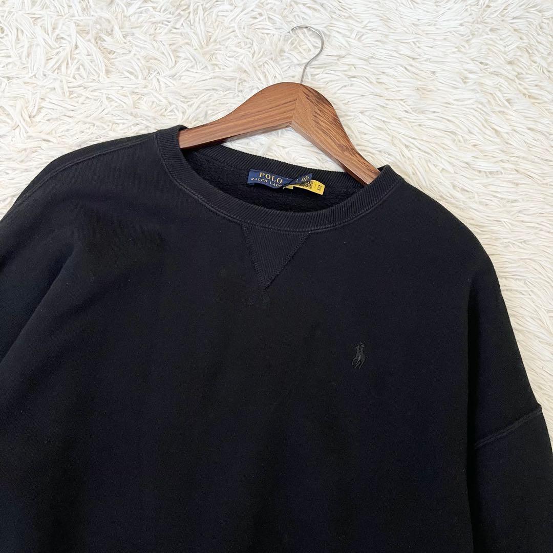 ✨希少✨ポロラルフローレン トレーナー スウェット 刺繍 黒 L 現行QR