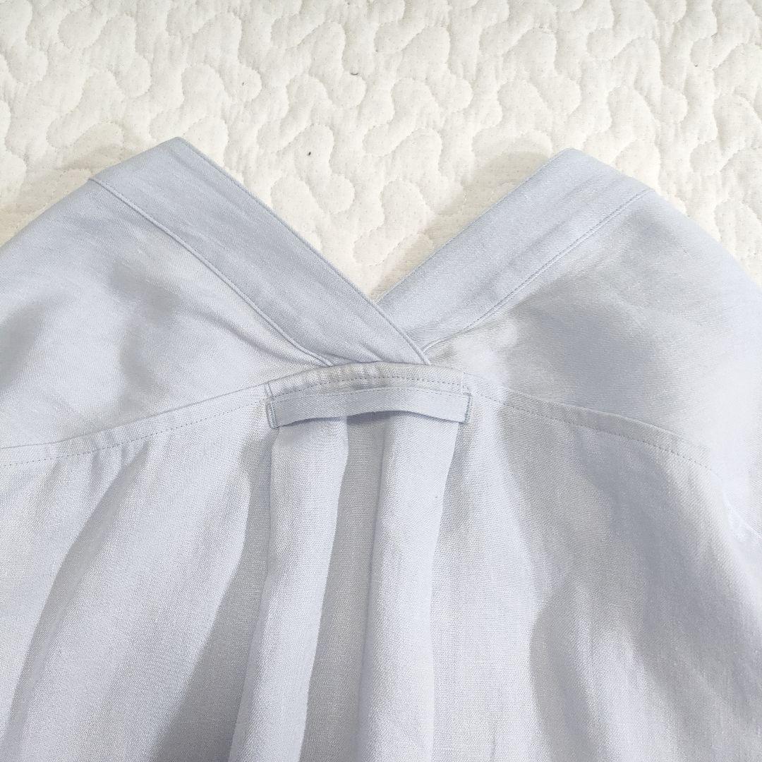 美品✨マディソンブルー リネン100％オープンネックロングシャツ