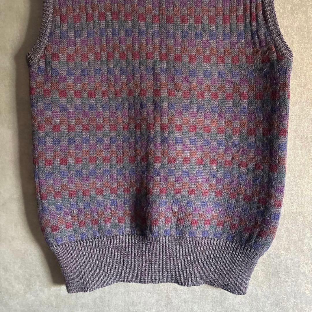 昭和レトロ総柄ニットベスト メンズライク おじコーデ ヴィンテージ