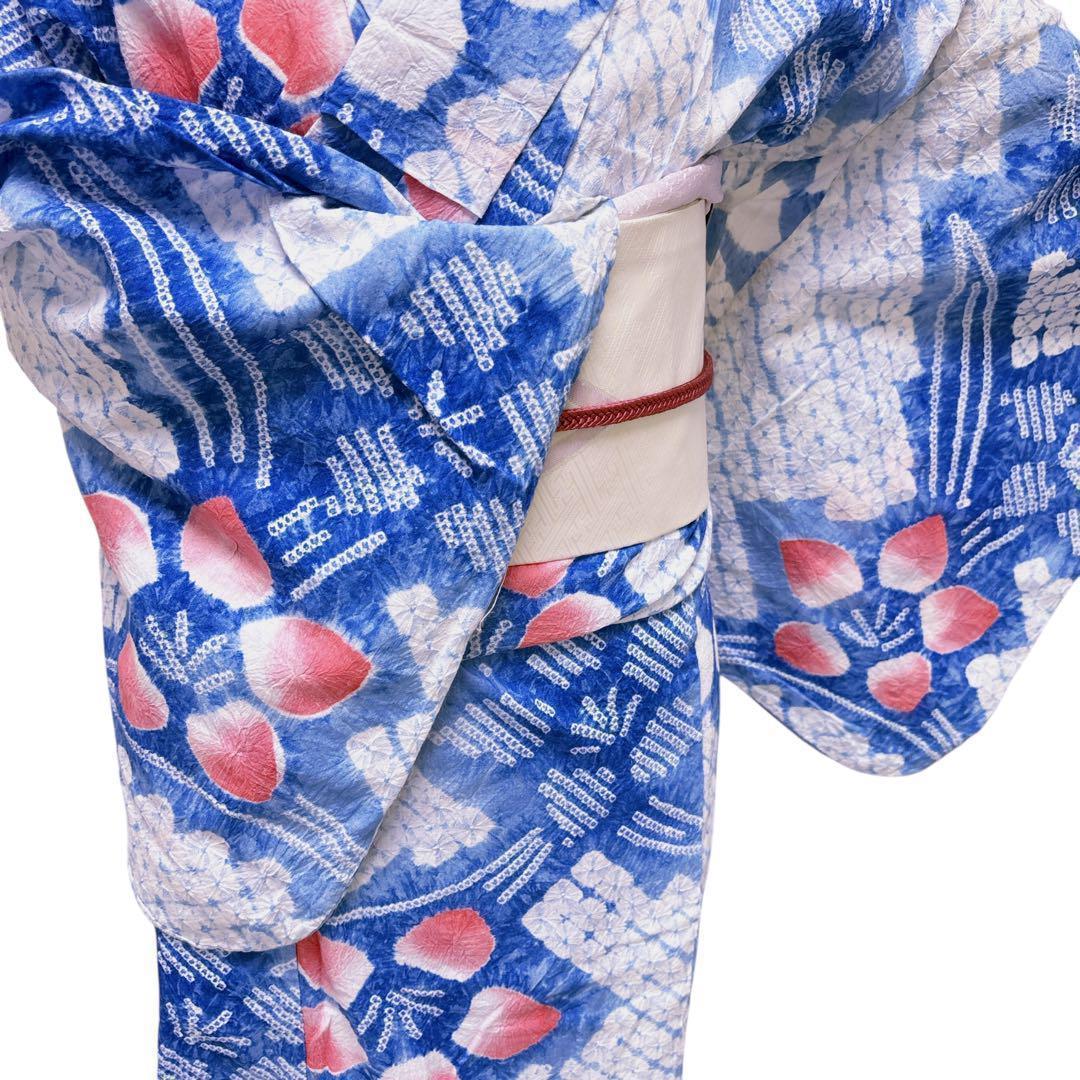 A63有松鳴海絞り 高級浴衣 花 綿 美品 手縫い仕立て - メルカリ
