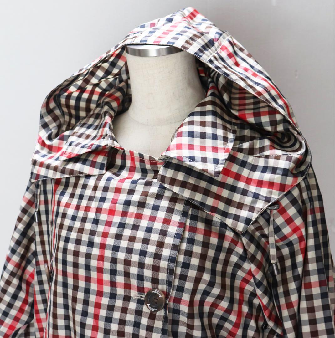 《アクアスキュータム》新品 クラブチェック ダブルレインコート M～L