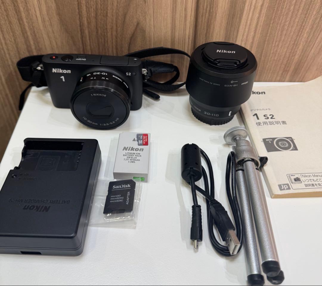 【美品】ニコン　Nikon1 S2　レンズ・新品純正ケース付　1382枚 Amazon.co.jp: Nikon ミラーレス一眼 Nikon1 S2 ダブルズームキット