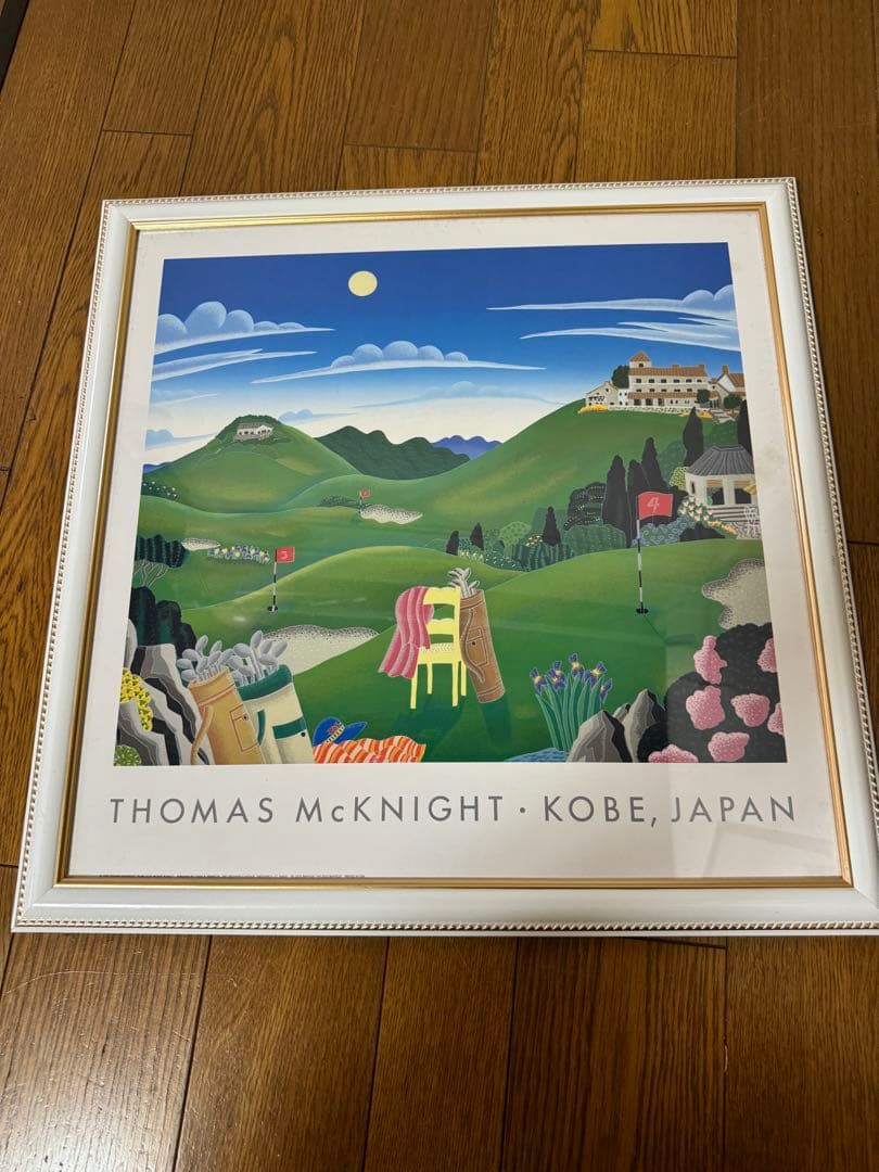 92年THOMAS McNIGHT ポスターKOBE GOLF Mt ROKKO THOMAS McKNIGHT KOBE JAPANトーマス マックナイト 額幅37cm×高さ37cm