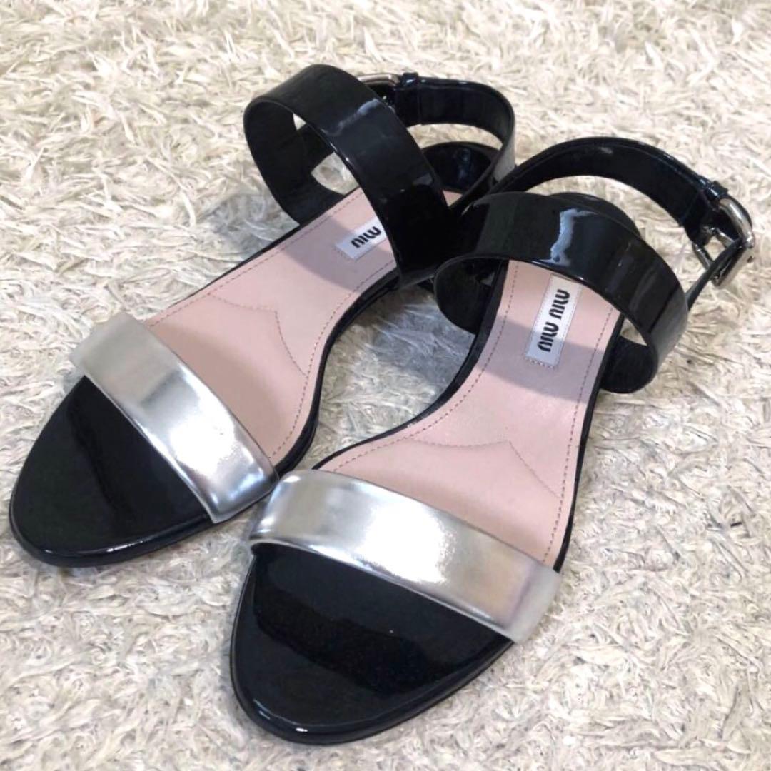 未使用✨ミュウミュウ　サンダル　サイズ37 1/2　23.5cm ブラック