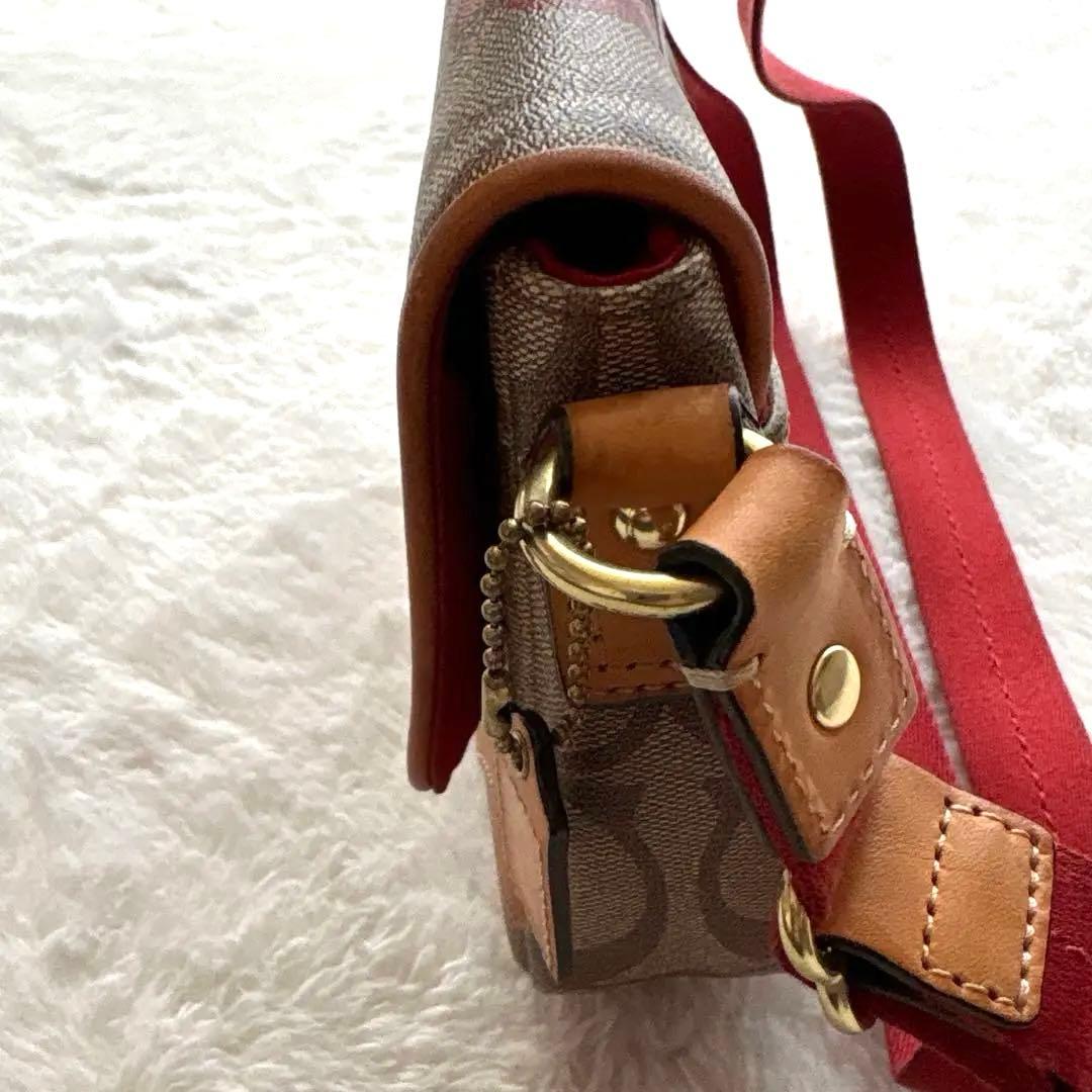 美品】コーチ COACH 花柄ショルダーバッグ 2WAY 赤 シグネチャー